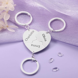 Llavero de amistad - Llavero de mejor amigo - Llavero personalizado de mejor amigo para 2, 3, 4, 5, 6 - Llavero personalizado - Regalo para hermana, BFF