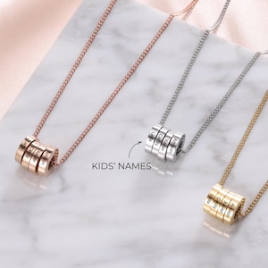 Colar de pingente personalizado para mãe - Joias personalizadas para o dia das mães com nomes de crianças - 2,3,4,5,6,7 pingentes gravados - Presente para mãe ou avó