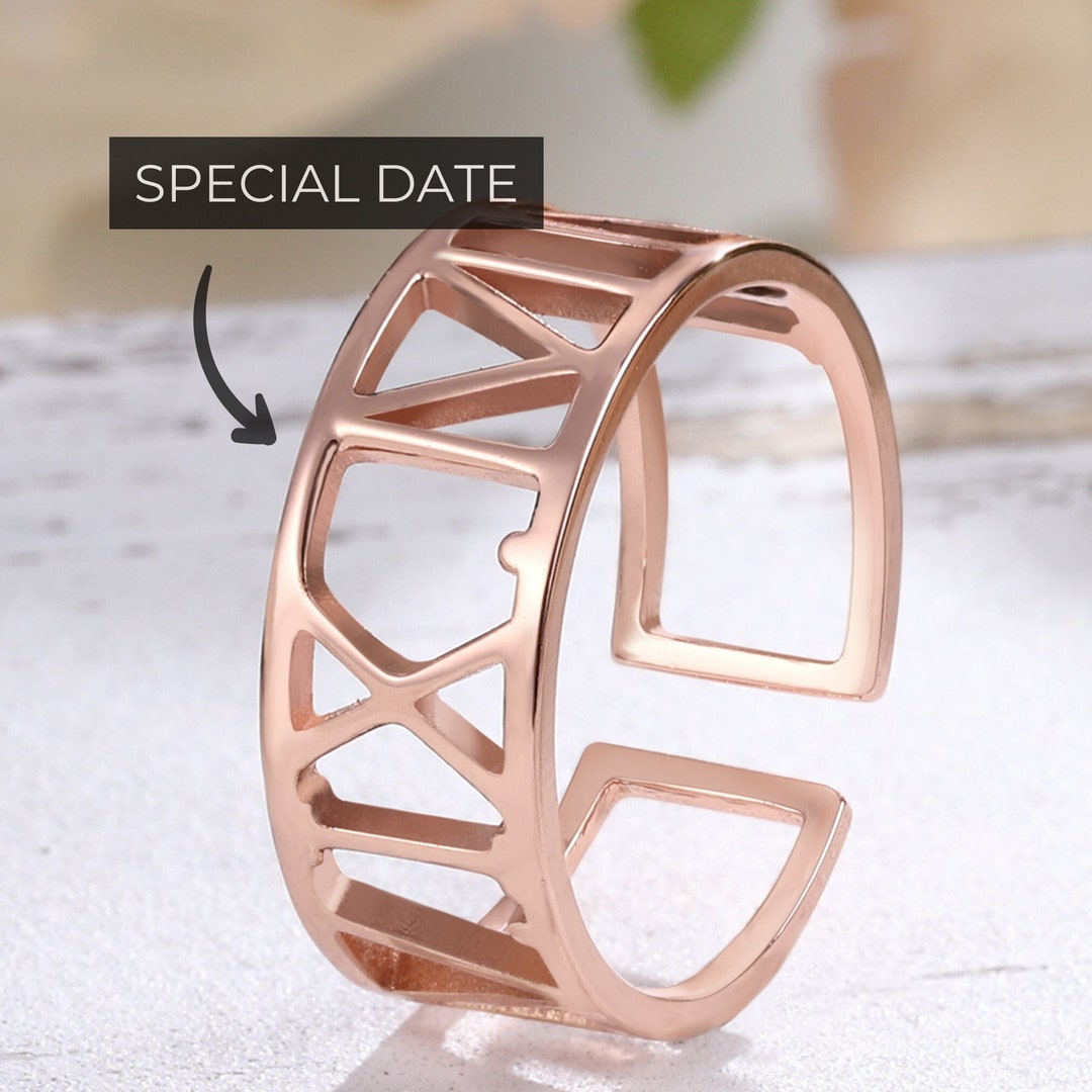Roman Numeral Ring - Memory Ring, Gold Ring With Date Engraved ...