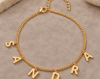 Personalized Hotwife Anklet, Custom Initial Ankle Bracelet, QOS Vixen Jewelry, Gold Silver Stainless Steel, Gift for Her