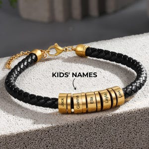 Pulsera para papá: pulsera personalizada para papá con nombres de niños, joyería personalizada con apellidos familiares, regalo para papá, esposo o el Día del Padre de parte de los niños.