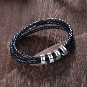 Pulsera personalizada para hombre • Pulsera para papá • Pulseras grabadas para hombre con nombres grabados • Pulsera personalizada para el Día del Padre • Regalo para hijo