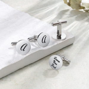 Personalized Engraved Silver Cufflinks - Custom Wedding , Anniversary Gift - Elegant Groomsmen Accessories - Monogram Initials Cuff Links
