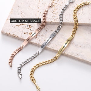 Pulseras de identificación para hombres: pulsera de oro para hombre, pulsera de cadena de plata, pulsera de identidad para hombre - pulsera de nombre para él, novio, papá