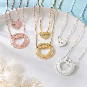 Conjunto de collares para madre e hija: collares personalizados a juego para mamá e hija, regalo de joyería personalizado para el primer Día de la Madre o cumpleaños.