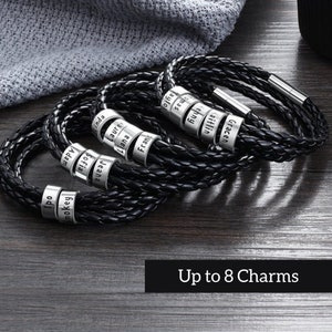 Pulsera del Día del Padre - Regalo del Día del Padre - Ideas de Regalos para el Día del Padre - Pulsera Negra Personalizada - Regalos para Papá - Primer Regalo del Día del Padre