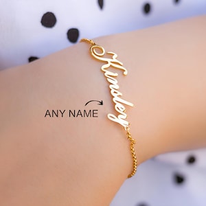 Custom Name Bracelet for Women – Personalized Nameplate Bracelet with Any Name – Adjustable Bracelet for Her, Mom, Daughter, Teen Girl