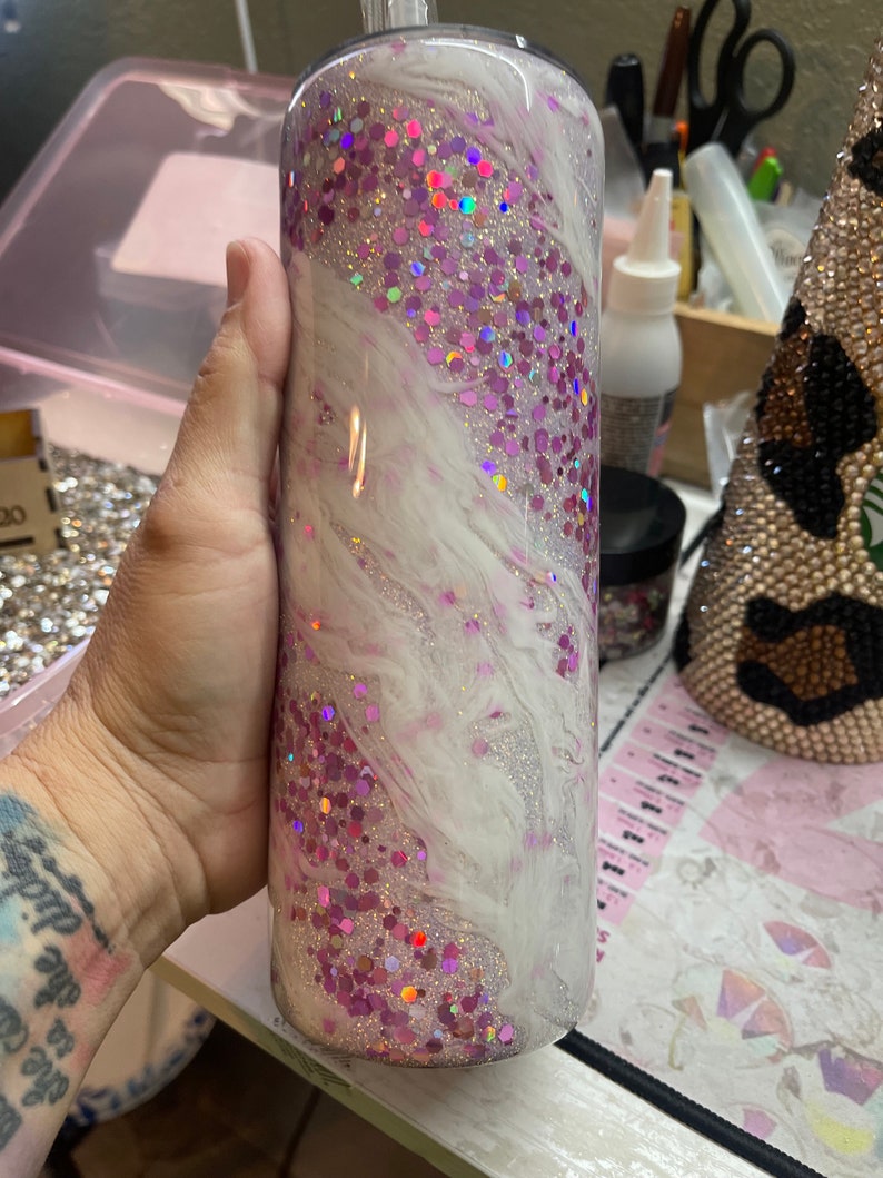 Pink Milky Way Epoxy Tumbler image 1