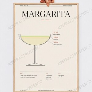 Margarita Cocktail Recipe Print in Cream, held up in a room