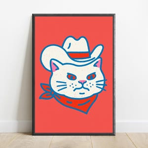 Cowboy Cat Pop Art Print | Western Feline Wall Art | Retro Animal Portrait | Digital Download A3 A2 A1 image 7