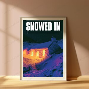 Snowed In Cabin Thermal Art Print | Cosy Winter Landscape | Minimalist Cold Weather Wall Decor image 5