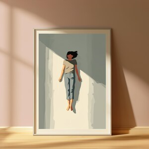 Woman Floating in Doorway | Minimalist Portrait Art | Modern Wall Decor | Inspirational Home Print | Digital Download A3 A2 A1 image 5