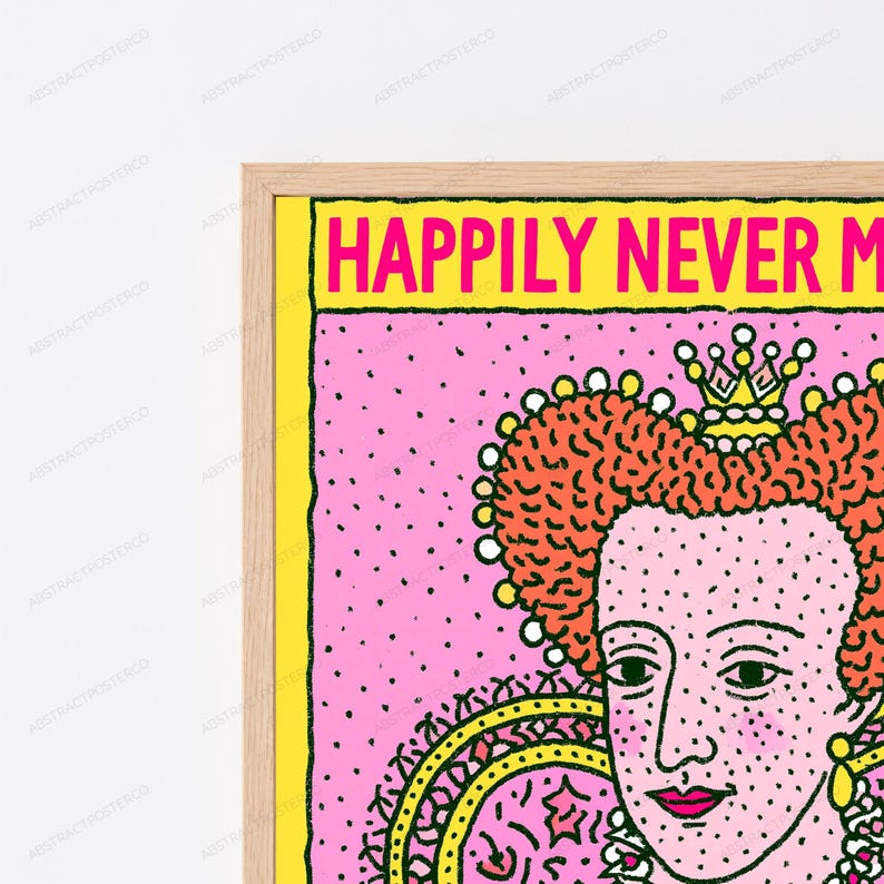 Ornate Red-Haired Queen Pop Art Print | Maximalist Royal Portrait | Colourful Statement Wall Art | Digital Download A3 A2 A1 image 2