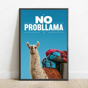 No Probllama Pop Art Print | Funny Llama Travel Adventure Wall Decor
