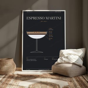 Espresso Martini Cocktail Recipe Print | Bar Spec Wall Art | Minimalist Drinks Poster image 5