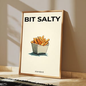 Bit Salty Food Art Print | French Fries Minimalist Poster | Funny Kitchen Wall Art | Trendy Home Décor | Digital Download A3 A2 A1 image 5