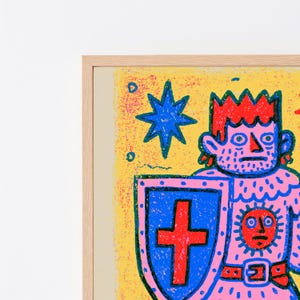 Lámina de arte pop de guerrero demonio colorido / Arte mural de personaje atrevido y original / Decoración vibrante para el hogar / Descarga digital A3 A2 A1 imagen 8
