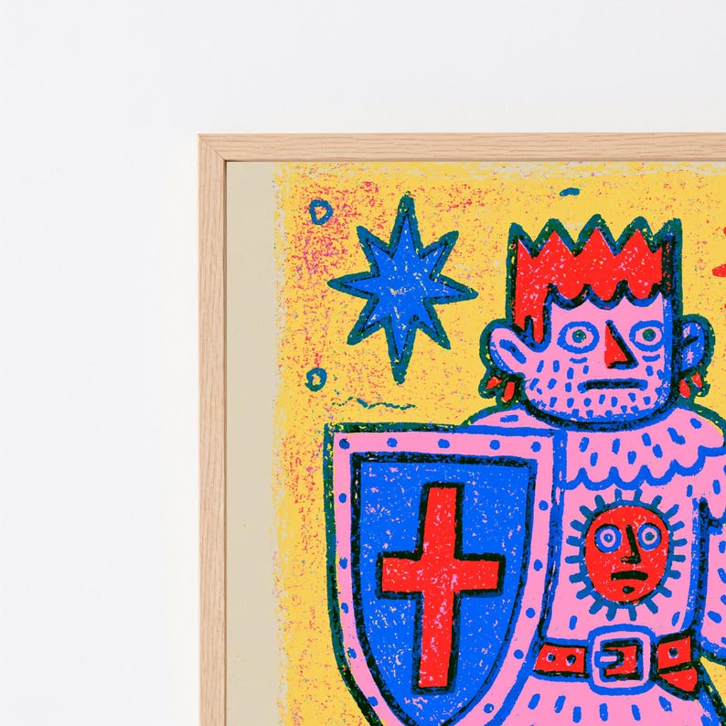 Lámina de arte pop de guerrero demonio colorido / Arte mural de personaje atrevido y original / Decoración vibrante para el hogar / Descarga digital A3 A2 A1 imagen 8