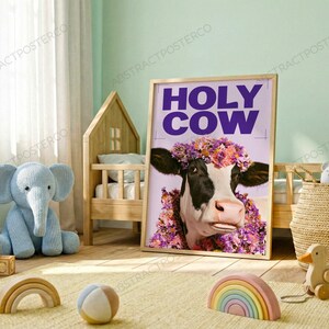 Holy Cow Pop Art Print shown in a child's room