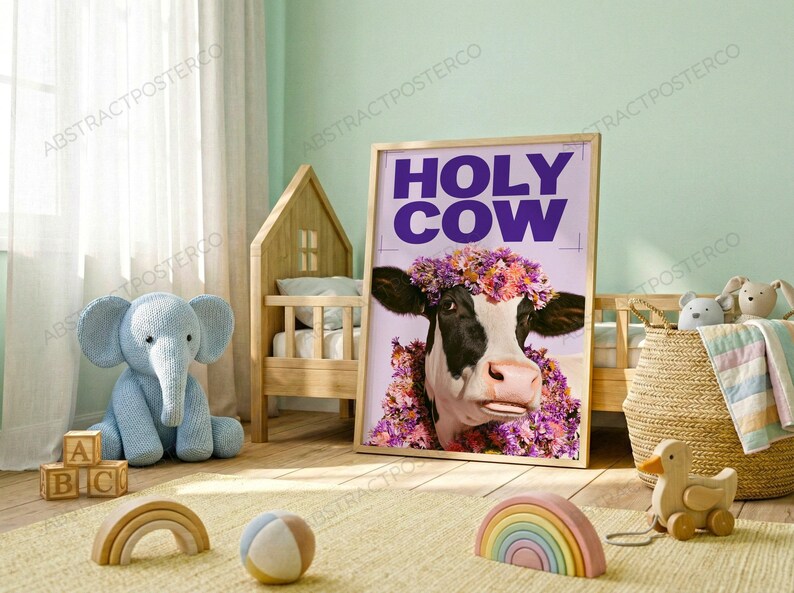 Holy Cow Pop Art Print shown in a child's room