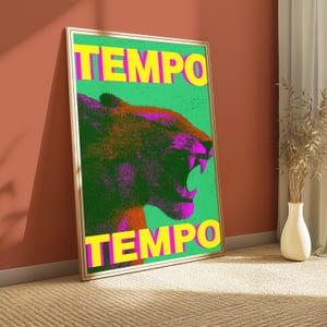 Neon Tempo Bull Pop Art Print | Vibrant Animal Wall Art | Minimalist Home Decor | Digital Download A3 A2 A1 image 4