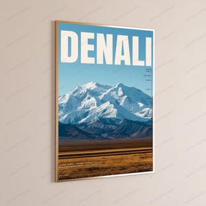 Denali Mountain Elevation Print | Alaska Travel Poster | Minimalist Landscape Wall Art image 3