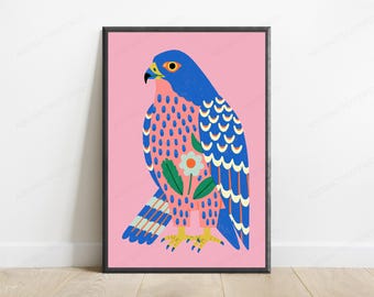 Colorful Falcon Pop Art Print | Minimalist Bird Wall Art | Modern Home Decor | Digital Download A3 A2 A1