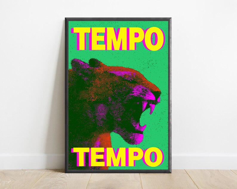 Neon Tempo Bull Pop Art Print | Vibrant Animal Wall Art | Minimalist Home Decor | Digital Download A3 A2 A1 image 1