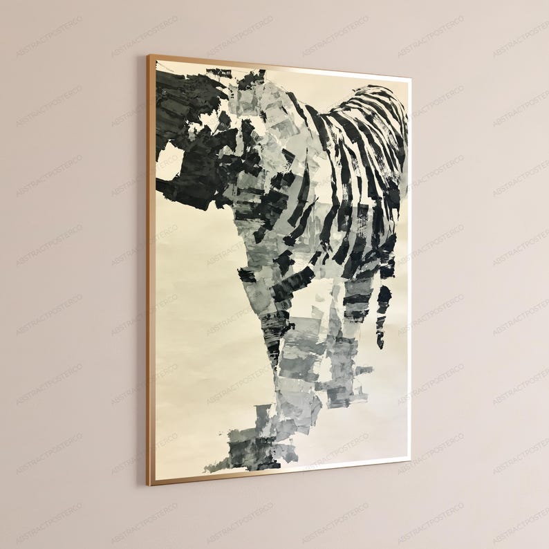Abstract Zebra Wall Art | Bold Painterly Animal Print | Black White Zebra Artwork | Digital Download A3 A2 A1 image 3