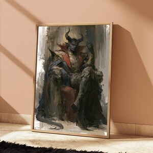 Demon King Horned Warrior Pop Art Print | Dark Fantasy Character Wall Art | Minimalist Home Decor | Digital Download A3 A2 A1 image 15