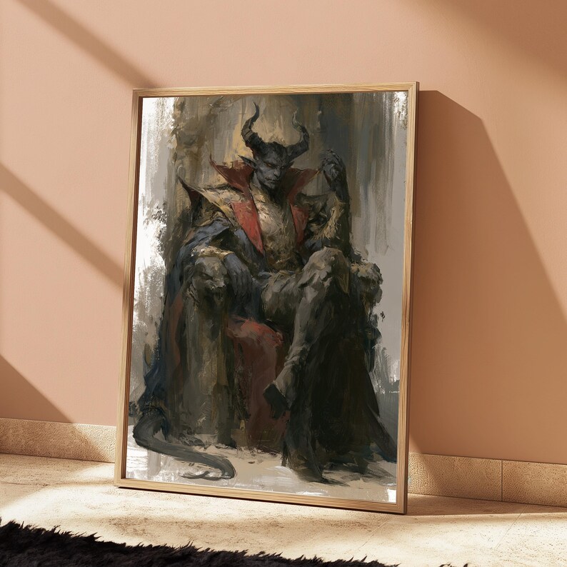 Demon King Horned Warrior Pop Art Print | Dark Fantasy Character Wall Art | Minimalist Home Decor | Digital Download A3 A2 A1 image 15