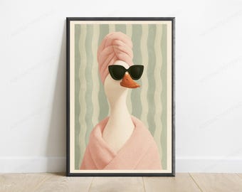 Cool Goose Sunglasses Pop Art Print | Funny Bird Wall Art | Quirky Animal Home Decor | Digital Download A3 A2 A1