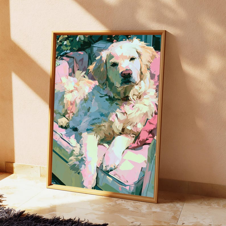 Impressão Pop Art de Golden Retriever | Retrato colorido de cachorro | Arte minimalista para parede com animais de estimação | Download digital A3 A2 A1 imagem 5