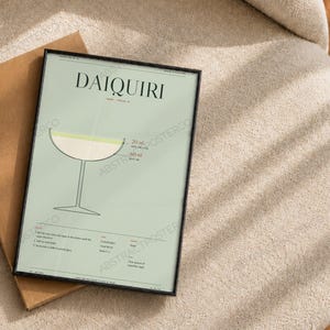 Daiquiri Cocktail Recipe Print in Sage, close-up of the print