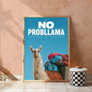 No Probllama Pop Art Print | Funny Llama Travel Adventure Wall Decor image 5