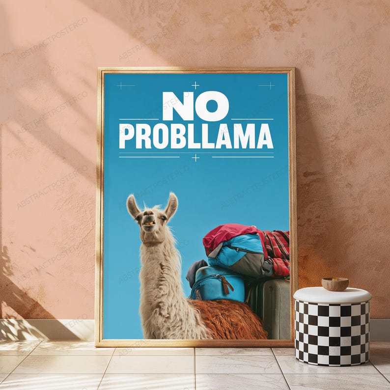 No Probllama Pop Art Print | Funny Llama Travel Adventure Wall Decor image 5