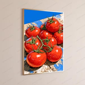 Fresh Tomatoes on Vine Pop Art Print | Food Art Wall Decor | Vibrant Kitchen Poster | Digital Download A3 A2 A1 bild 3
