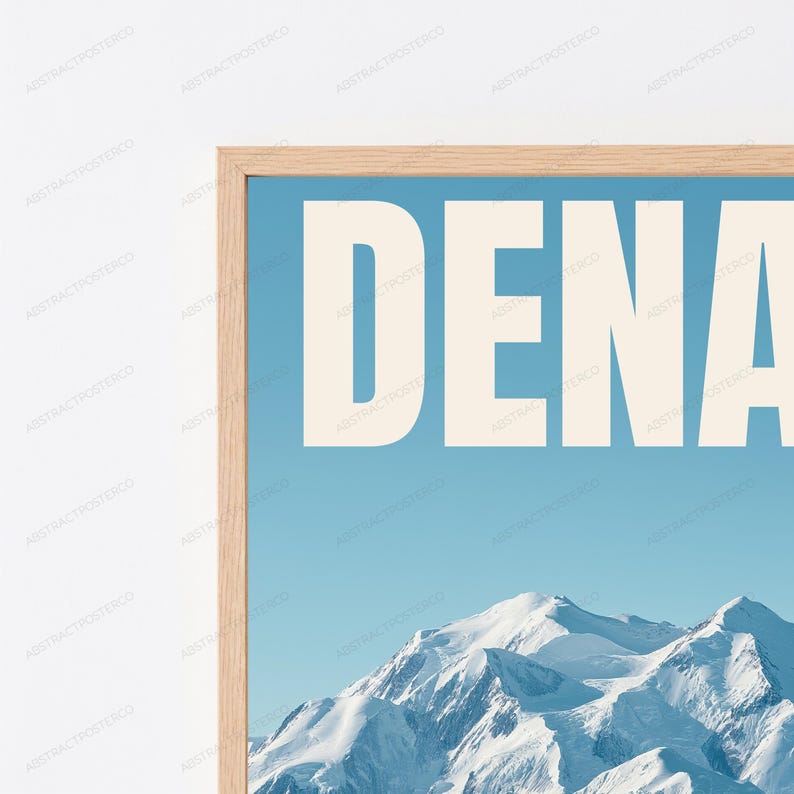 Denali Mountain Elevation Print | Alaska Travel Poster | Minimalist Landscape Wall Art image 2