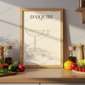 Daiquiri Cocktail Recipe Print in Cream shown in a kitchen