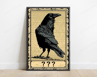 Rabe Pixel Art Print | 8-Bit schwarze Vogelwand Kunst | Retro Gaming Style Wohnkultur | Digitaler Download A3-A2-A1