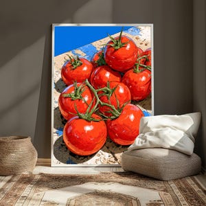 Fresh Tomatoes on Vine Pop Art Print | Food Art Wall Decor | Vibrant Kitchen Poster | Digital Download A3 A2 A1 bild 5