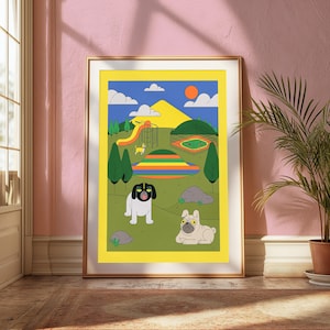 Dog Park Playground Minimalist Art Print | Colourful Pet Wall Art | Kids Room Decor | Digital Download A3 A2 A1 image 4
