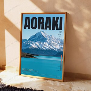 Mount Aoraki Elevation Map Print | New Zealand Alpine Landscape | Minimalist Travel Poster image 4