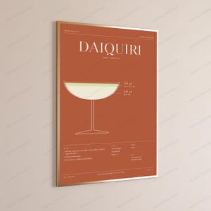 Daiquiri Cocktail Recipe Print | Minimalist Bar Art | Terracotta Kitchen Wall Decor image 3