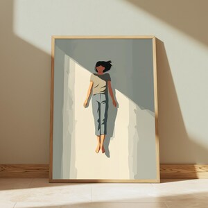 Woman Floating in Doorway | Minimalist Portrait Art | Modern Wall Decor | Inspirational Home Print | Digital Download A3 A2 A1 image 10