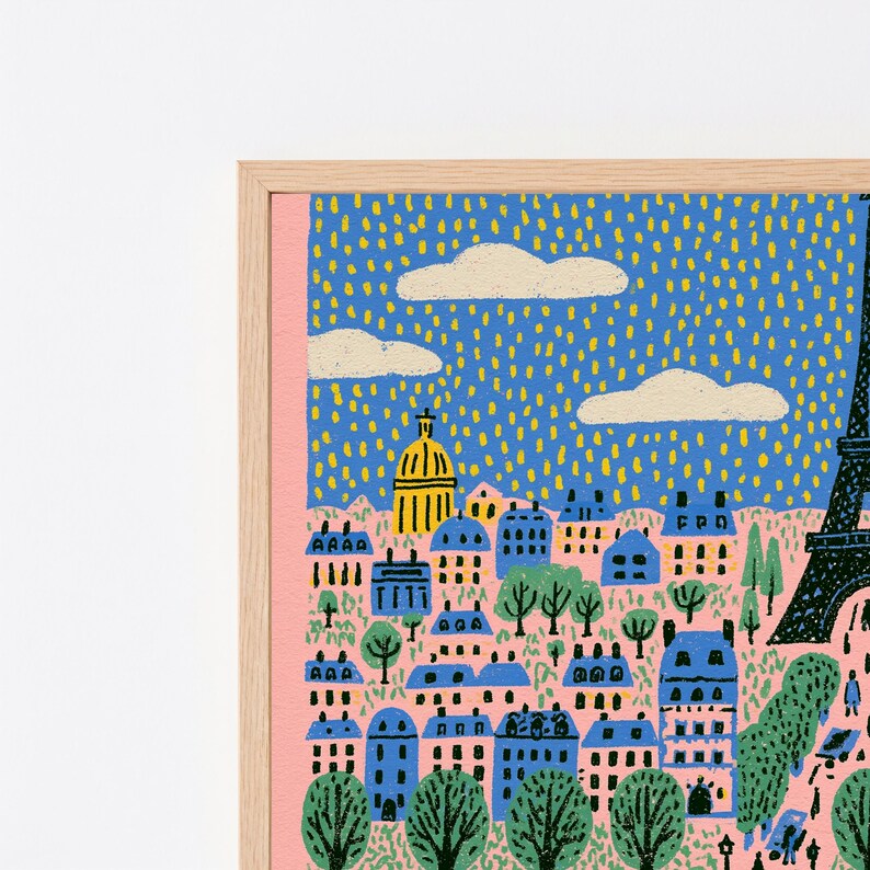 Paris Eiffelturm Stadtansicht Poster | Bunte minimalistische Wandkunst | Europäisches Reisedekor | Digitaler Download A3-A2-A1 Bild 8