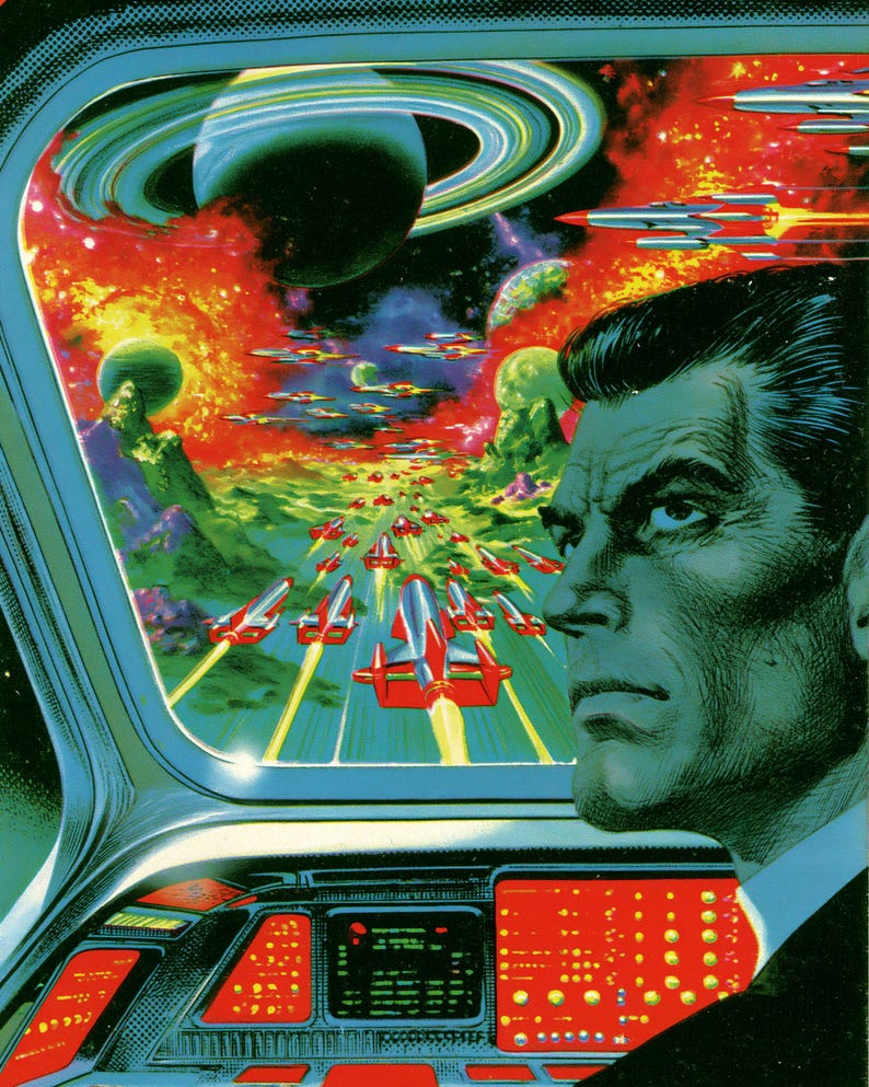 Retro Sci-Fi Spaceship Commander Portrait Pop Art | Vintage Space Travel Wall Art | 1980s Arcade Aesthetic Print | Digital Download A3 A2 A1 image 10
