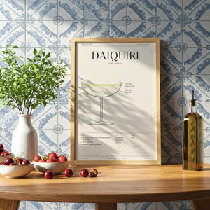 Daiquiri Cocktail Recipe Print in Cream shown in a kitchen