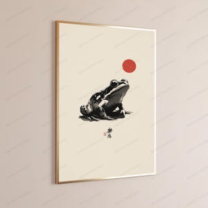 Minimalistisk groda Ukiyo-e-tryck | Japansk träblocksaffisch (digital nedladdning) bild 3