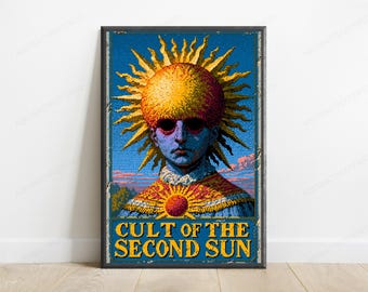 Sunburst Head Pixel Art Print | Retro 8-Bit Portal Portrait | Psychedelic Wall Art | Digital Download A3 A2 A1